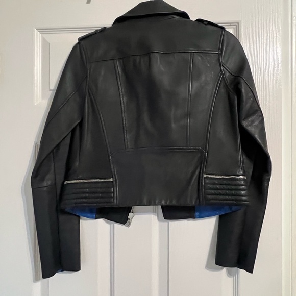 Maje Black Leather Biker Jacket with Silver Accents - Picture 2 of 6